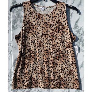 Bar III Cheetah Print Sleeveless Top 0X self lined front body only